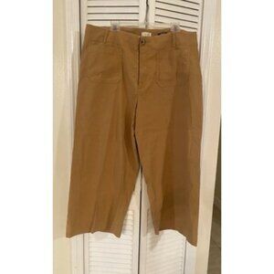 Maeve Anthropologie Colette Crop Wide Leg Brown Boho Pants Womens Size 18
